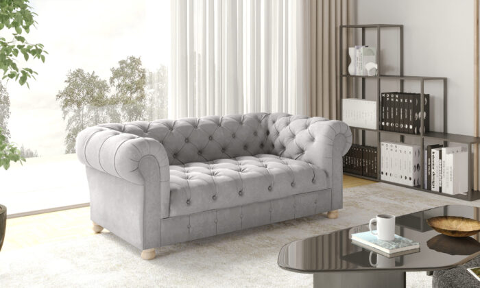 Zweisitzer-Sofa,CHESTERFIELD, elegant, klassisch, schick in elegantem Whisper-Stoff