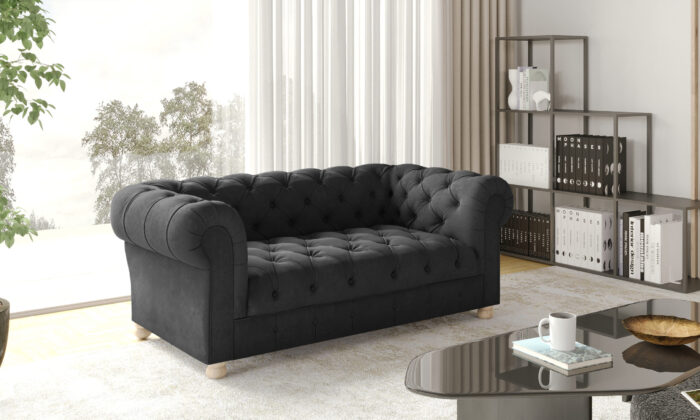 Zweisitzer-Sofa,CHESTERFIELD, elegant, klassisch, schick in elegantem Whisper-Stoff