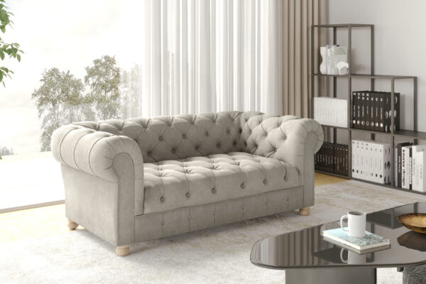 Zweisitzer-Sofa,CHESTERFIELD, elegant, klassisch, schick in elegantem Whisper-Stoff