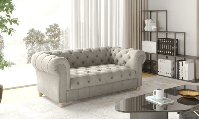 Zweisitzer-Sofa,CHESTERFIELD, elegant, klassisch, schick in elegantem Whisper-Stoff