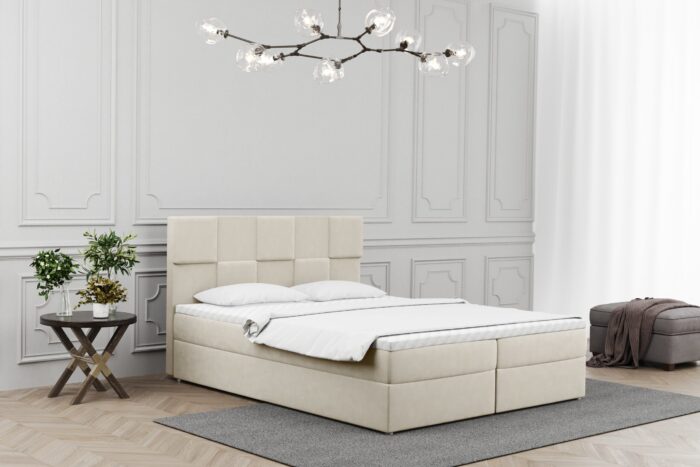 Boxspringbett mit bettkasten und matratze + topper ALMA stoff Velvet