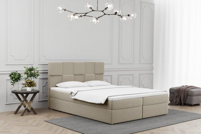 Boxspringbett mit bettkasten und matratze + topper ALMA stoff Velvet