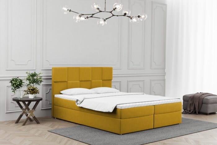 Boxspringbett mit bettkasten und matratze + topper ALMA stoff Velvet