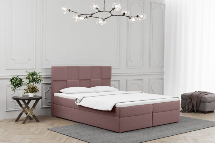 Boxspringbett mit bettkasten und matratze + topper ALMA stoff Velvet