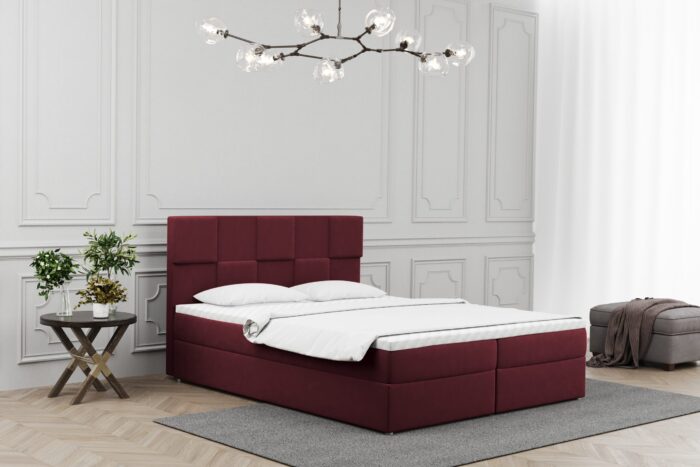 Boxspringbett mit bettkasten und matratze + topper ALMA stoff Velvet