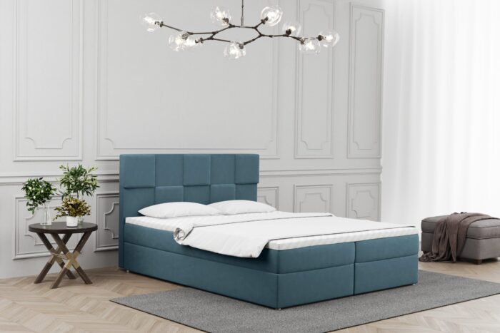 Boxspringbett mit bettkasten und matratze + topper ALMA stoff Velvet