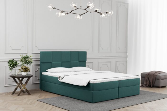 Boxspringbett mit bettkasten und matratze + topper ALMA stoff Velvet
