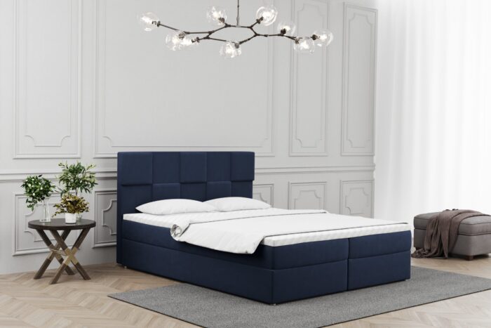 Boxspringbett mit bettkasten und matratze + topper ALMA stoff Velvet