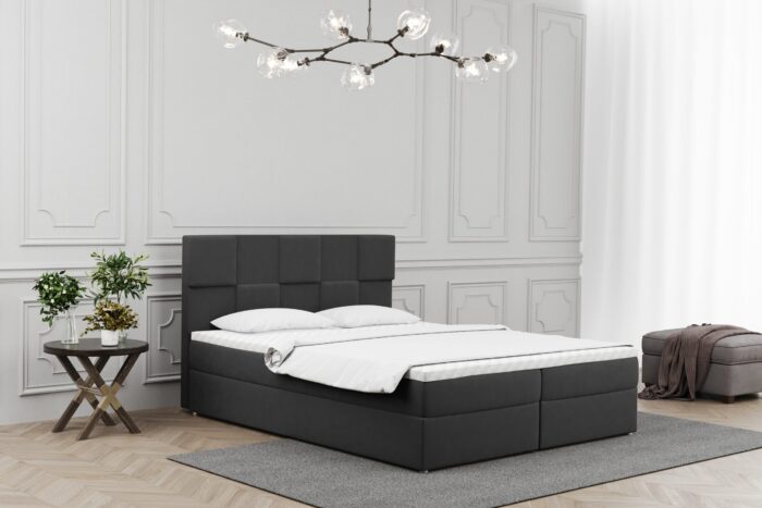 Boxspringbett mit bettkasten und matratze + topper ALMA stoff Velvet