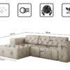 Freistehendes Ecksofa, stark gesteppt, weich, elegant LUX stoff Whisper