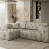 Freistehendes Ecksofa, stark gesteppt, weich, elegant LUX stoff Whisper