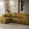 Freistehendes Ecksofa, stark gesteppt, weich, elegant LUX stoff Whisper
