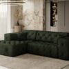 Freistehendes Ecksofa, stark gesteppt, weich, elegant LUX stoff Whisper