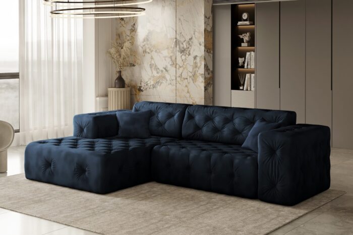 Freistehendes Ecksofa, stark gesteppt, weich, elegant LUX stoff Whisper