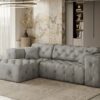 Freistehendes Ecksofa, stark gesteppt, weich, elegant LUX stoff Whisper