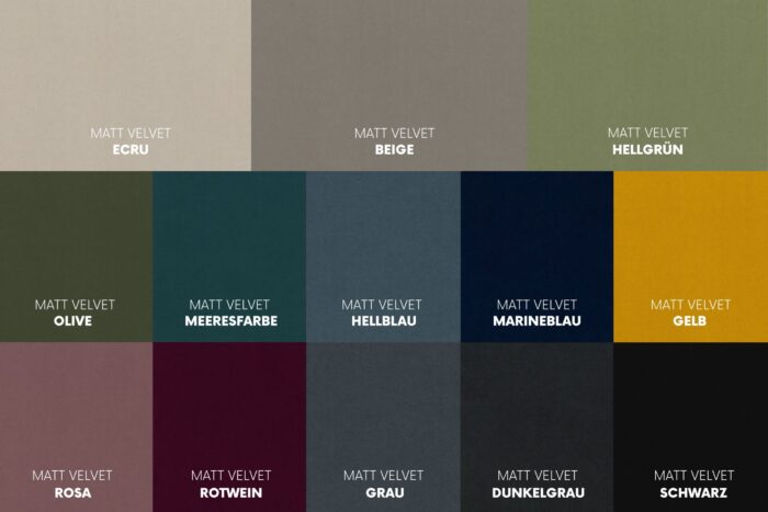 Boxspringbett mit bettkasten und matratze + topper HANA stoff Matt Velvet