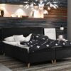 bella_riviera_100 schwarz Boxspringbett mit bettkasten matratze + topper BELLA stoff Riviera
