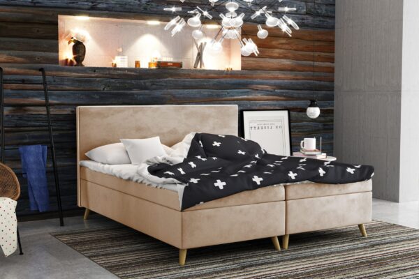 Boxspringbett mit bettkasten matratze + topper BELLA stoff Riviera