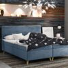 bella_riviera_74 hellblau Boxspringbett mit bettkasten matratze + topper BELLA stoff Riviera