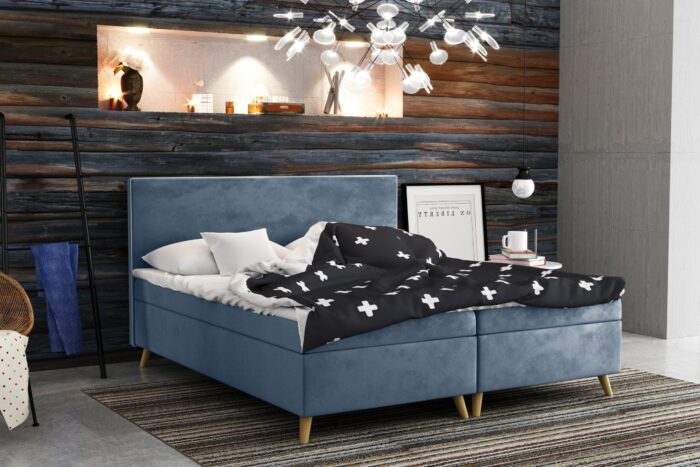 bella_riviera_74 hellblau Boxspringbett mit bettkasten matratze + topper BELLA stoff Riviera