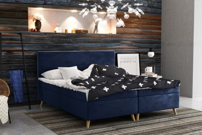 bella_riviera_81 blau Boxspringbett mit bettkasten matratze + topper BELLA stoff Riviera