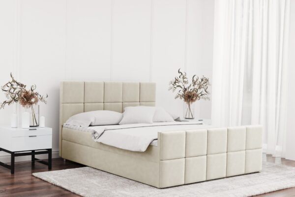 Boxspringbett mit bettkasten und matratze + topper HANA stoff Matt Velvet