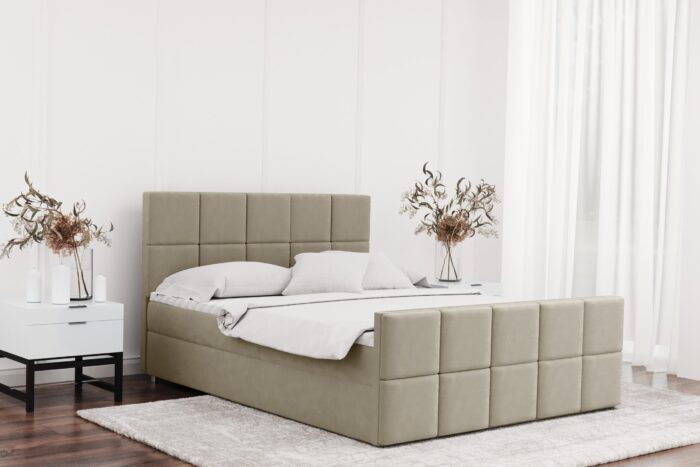Boxspringbett mit bettkasten und matratze + topper HANA stoff Matt Velvet