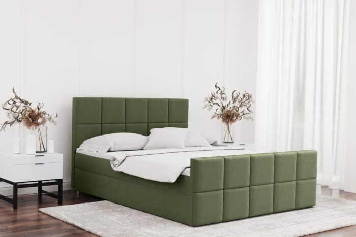 Boxspringbett mit bettkasten und matratze + topper HANA stoff Matt Velvet