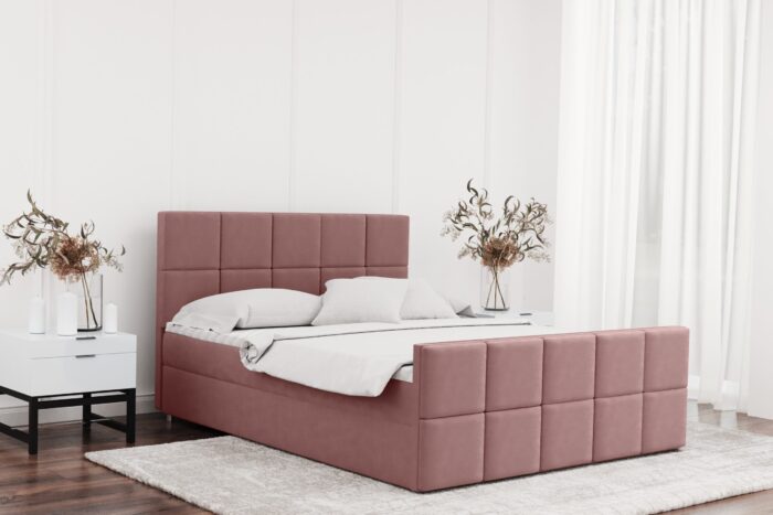 Boxspringbett mit bettkasten und matratze + topper HANA stoff Matt Velvet