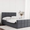 Boxspringbett mit bettkasten und matratze + topper HANA stoff Matt Velvet