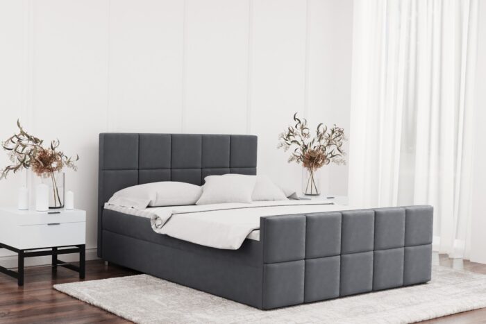 Boxspringbett mit bettkasten und matratze + topper HANA stoff Matt Velvet
