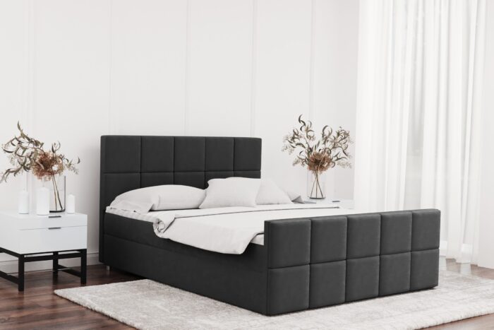 Boxspringbett mit bettkasten und matratze + topper HANA stoff Matt Velvet