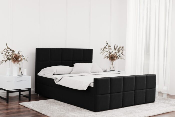 Boxspringbett mit bettkasten und matratze + topper HANA stoff Matt Velvet