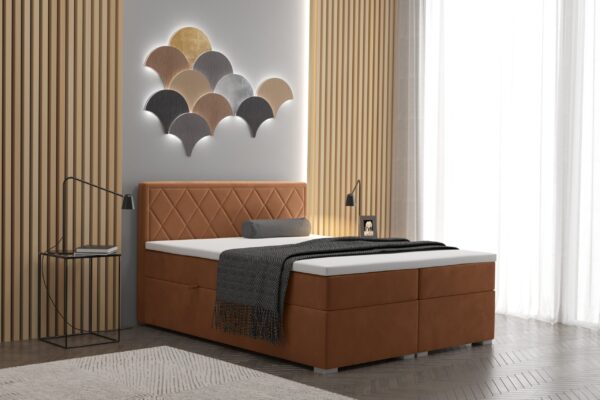 Boxspringbett mit bettkasten und matratze + topper SEVILLA stoff Riviera