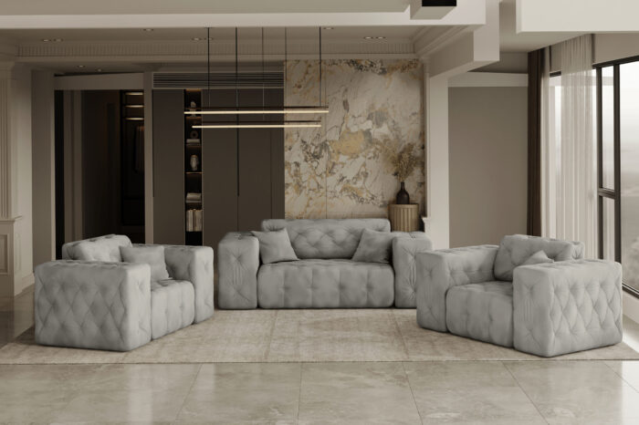 Lux 2+1 + 1 Sofagarnitur, elegant, klassisch, schick in elegantem Whisper Stoff