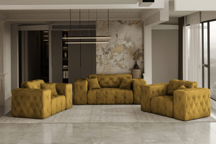 Lux 2+1 + 1 Sofagarnitur, elegant, klassisch, schick in elegantem Whisper Stoff