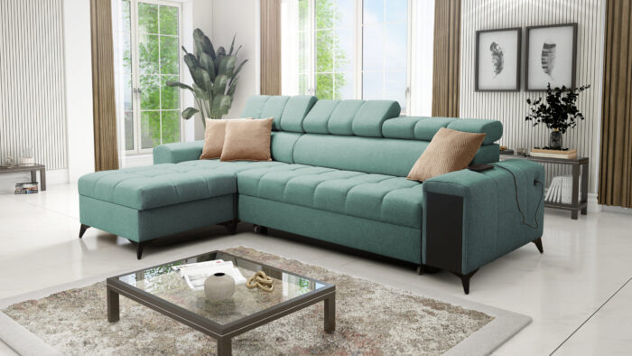 Elegantes Ecksofa mit modischer Steppung und Schlaffunktion GRECO I MINI