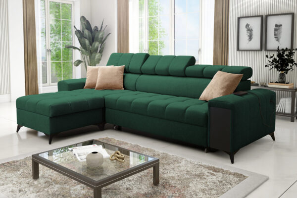 Elegantes Ecksofa mit modischer Steppung und Schlaffunktion GRECO I MAXI