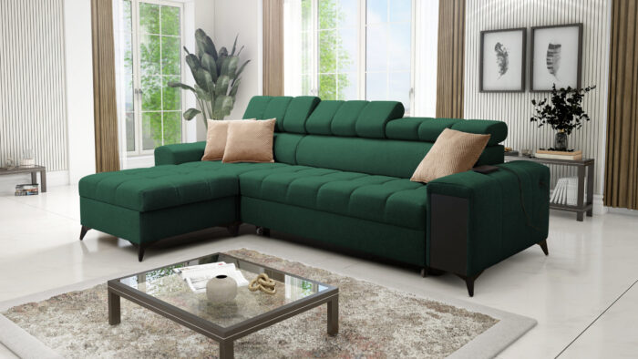 Elegantes Ecksofa mit modischer Steppung und Schlaffunktion GRECO I MAXI
