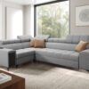 Elegantes Ecksofa mit modischer Steppung mit Schlaffunktion, Bar, USB GRECO II