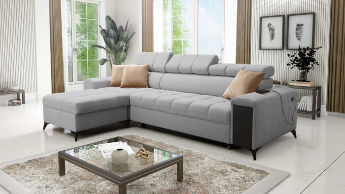 Elegantes Ecksofa mit modischer Steppung und Schlaffunktion GRECO I MAXI