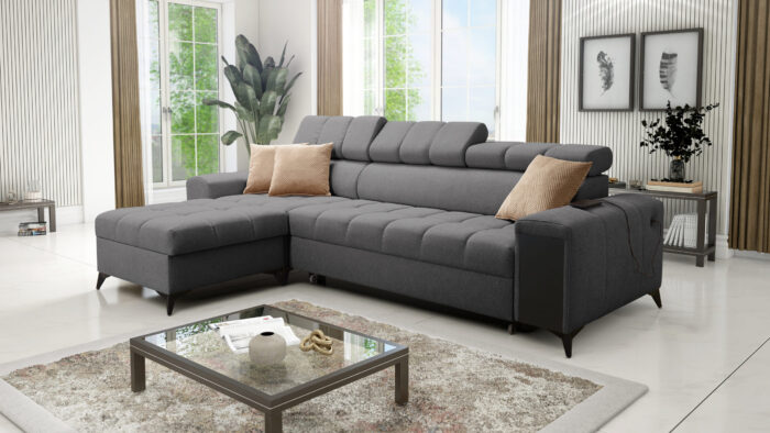 Elegantes Ecksofa mit modischer Steppung und Schlaffunktion GRECO I MINI