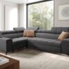 Elegantes Ecksofa mit modischer Steppung mit Schlaffunktion, Bar, USB GRECO II