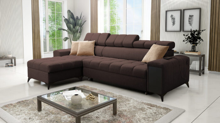 Elegantes Ecksofa mit modischer Steppung und Schlaffunktion GRECO I MAXI