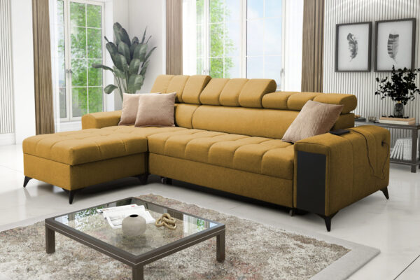 Elegantes Ecksofa mit modischer Steppung und Schlaffunktion GRECO I MINI
