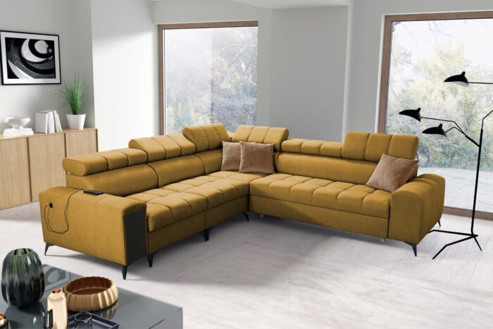 Designer-Ecksofa mit Schlaffunktion und Bar GRECO III