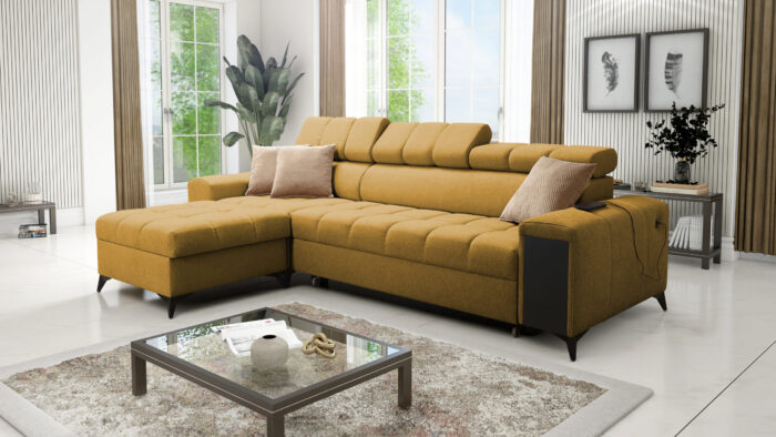 Elegantes Ecksofa mit modischer Steppung und Schlaffunktion GRECO I MAXI