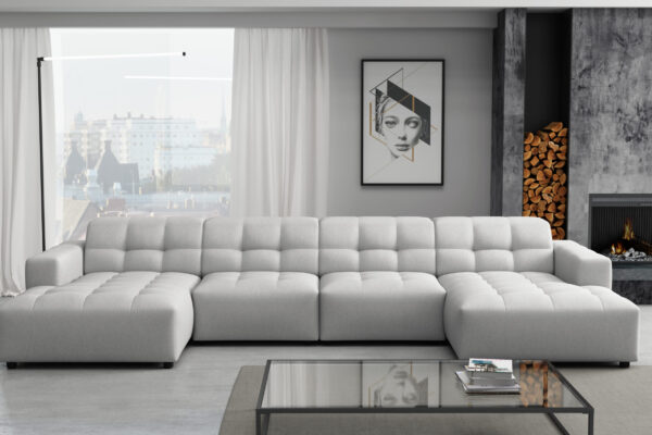 U-förmiges Ecksofa Bergamo Stoff Bluvel und Megan