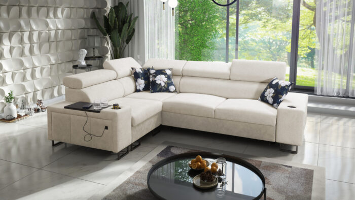 Luxuriöses Ecksofa mit Schlaffunktion MELODY II, für jede Einrichtung