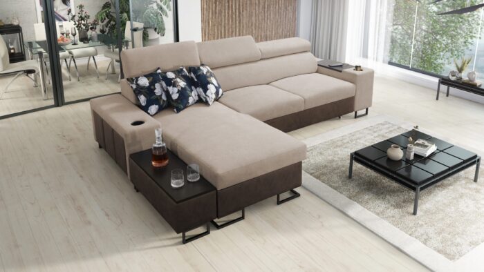 Luxuriöses, komfortables, modernes Ecksofa MELODY I MAXI mit Usb und Regal